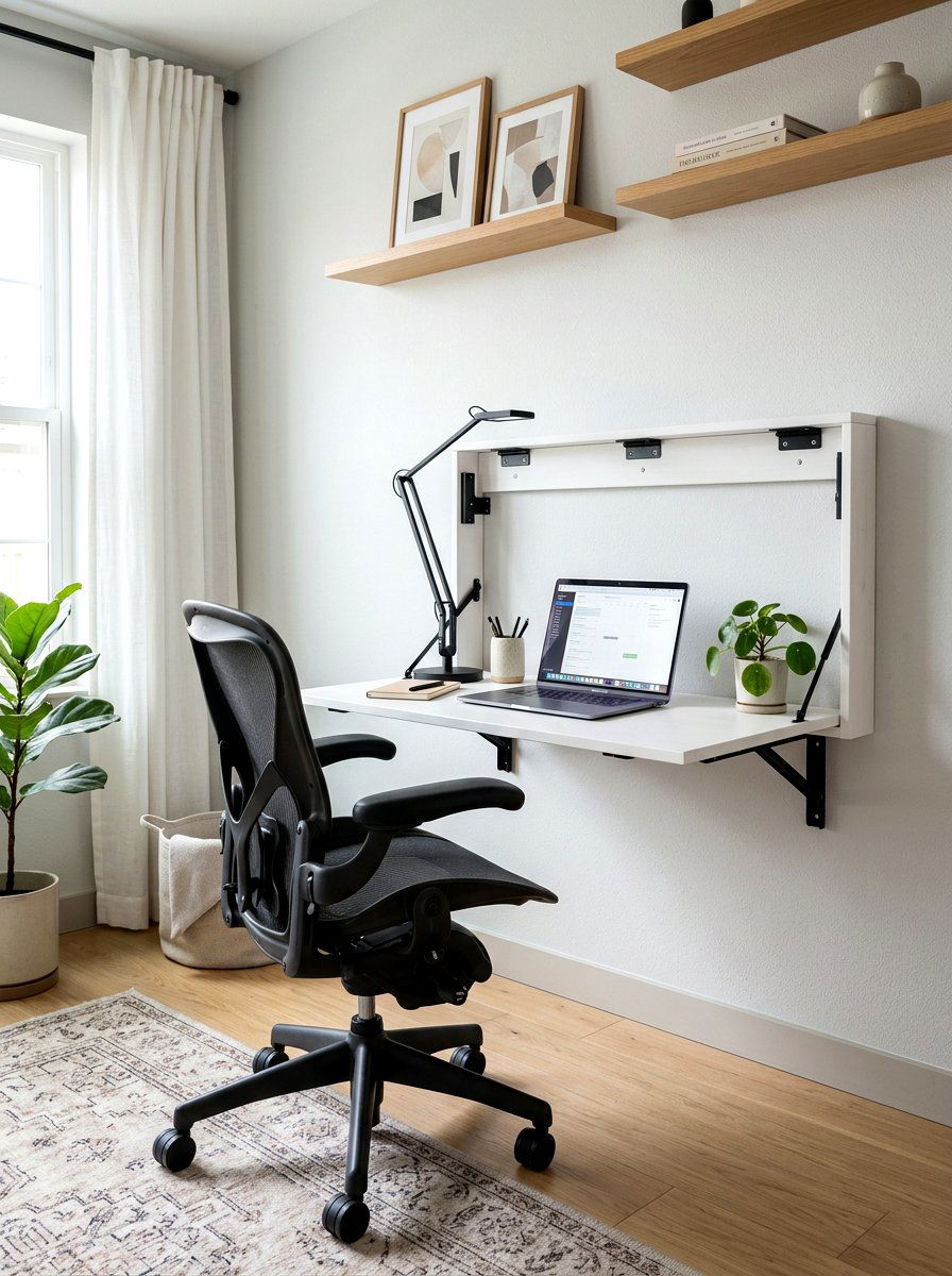 Wall Mounted Folding Desk - 30 foldable furniture apartment ideas