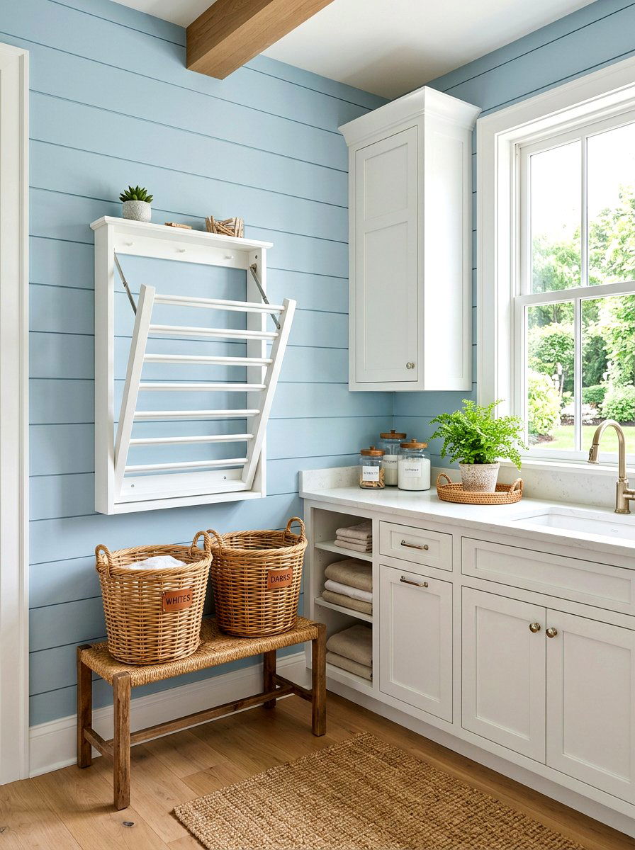Wall Mounted Folding Rack - 30 laundry room drying rack ideas