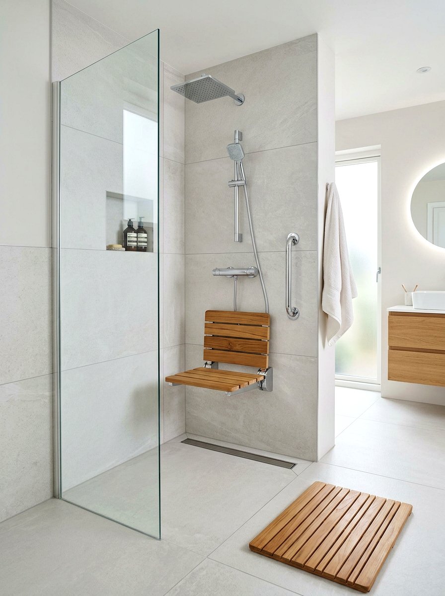 Wall Mounted Folding Shower Seat - 30 shower bench styling ideas