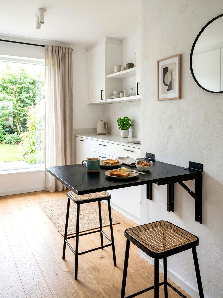 Wall Mounted Folding Table - 30 foldable furniture apartment ideas