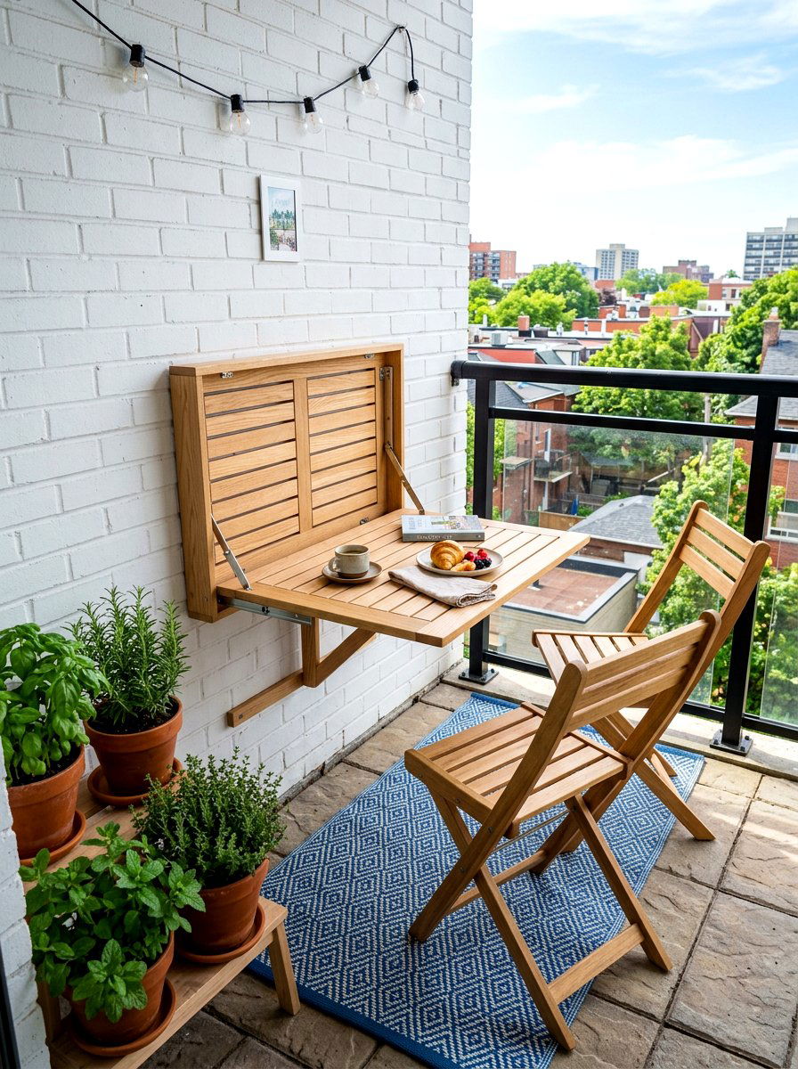 Wall Mounted Folding Table - 30 covered patio breakfast nook ideas