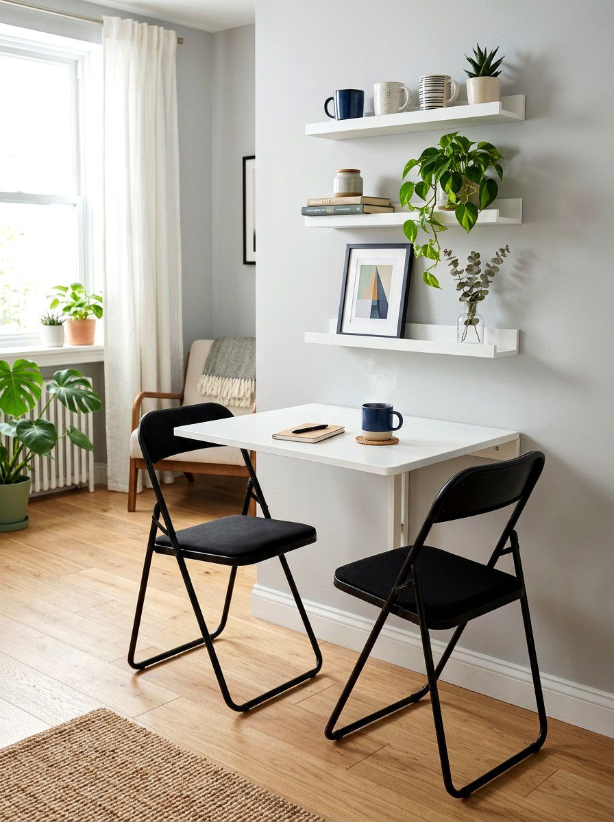 Wall Mounted Folding Table - 30 tiny dining nook apartment ideas