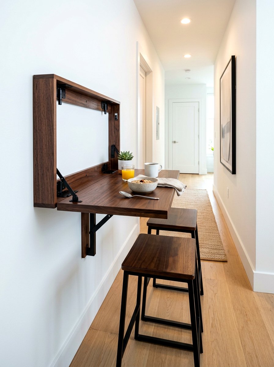 Wall Mounted Folding Table - 30 flexible apartment furniture ideas