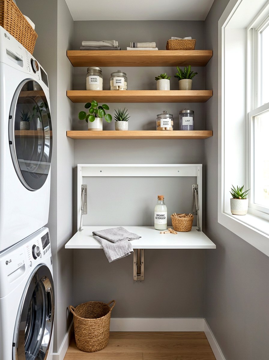 Wall Mounted Folding Table - 30 folding station laundry ideas