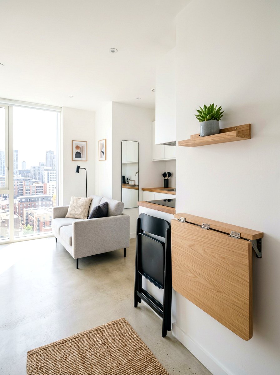 Wall Mounted Folding Table - 30 small space dining table ideas