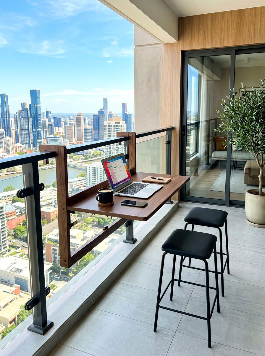 Wall Mounted Folding Table - 30 tiny balcony seating ideas