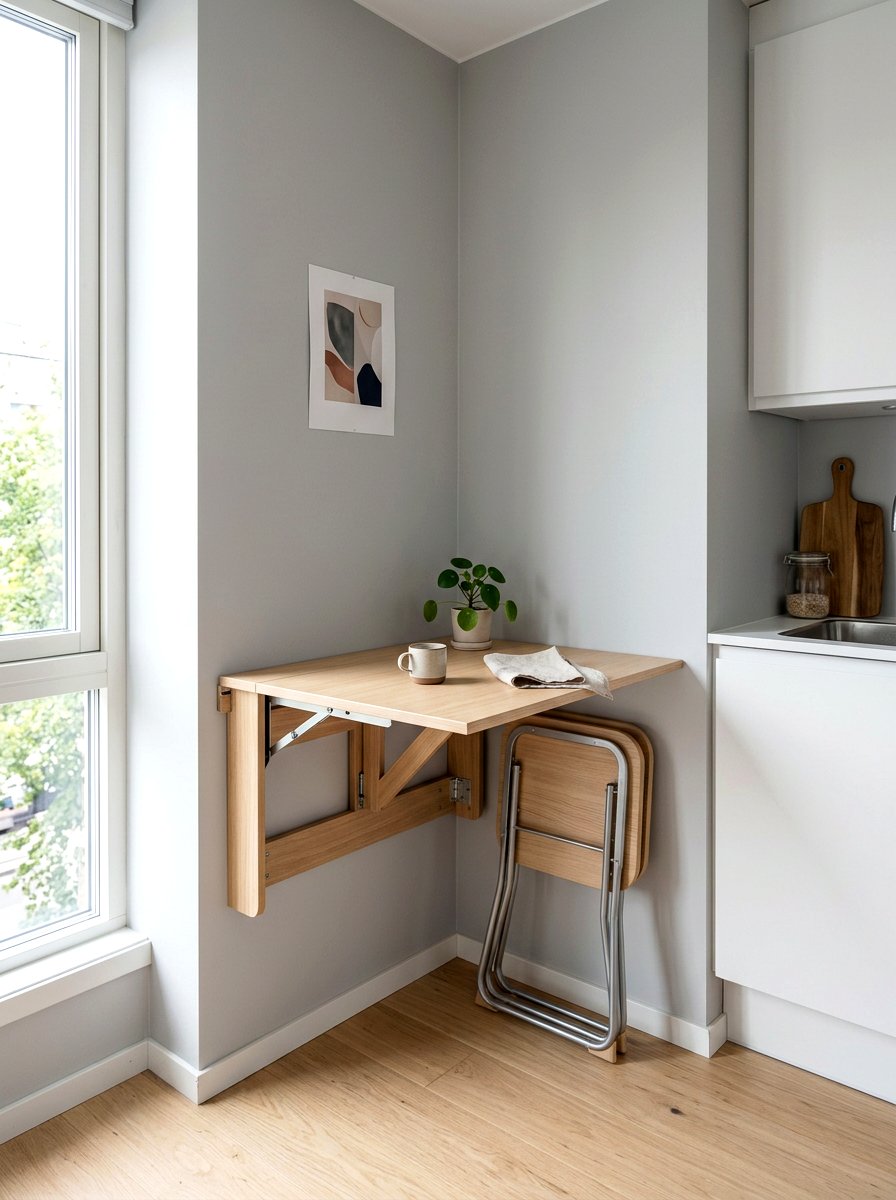 Wall Mounted Folding Table - 30 apartment breakfast nook ideas