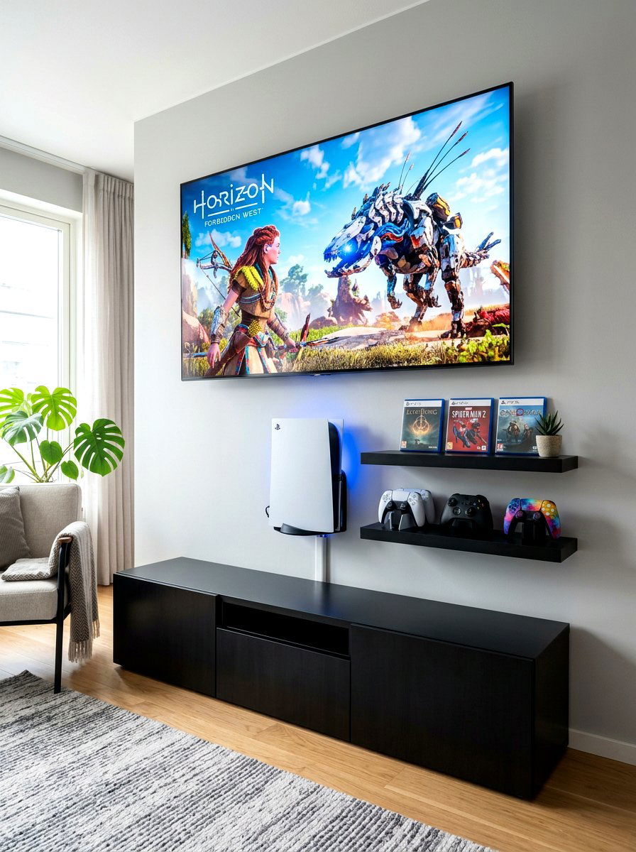 Wall Mounted Gaming Console Station - 30 gaming teen nook ideas