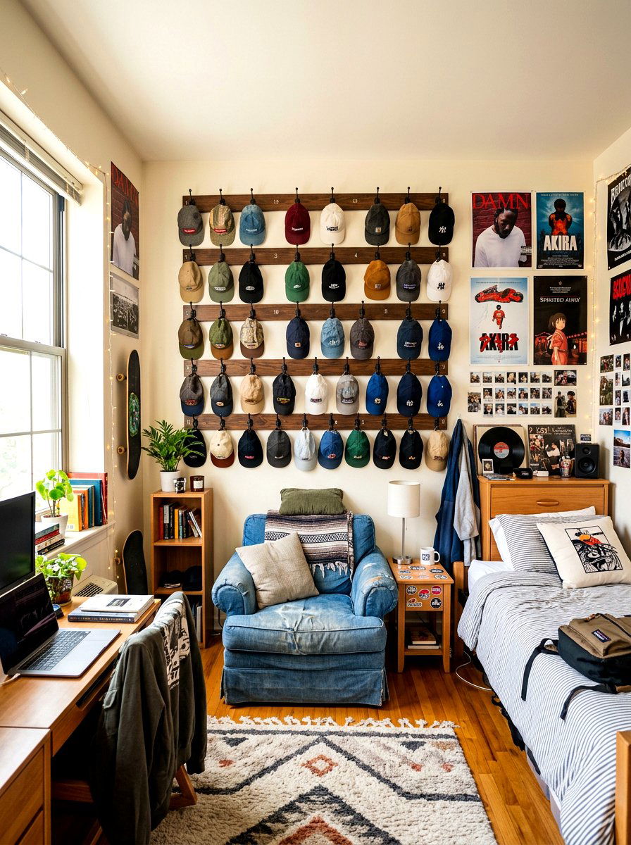 Wall Mounted Hat Collection - 30 dorm wall decor ideas