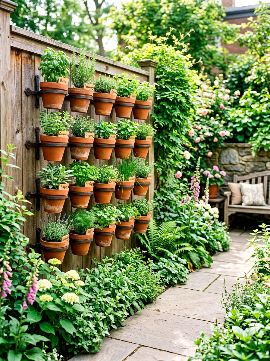 Wall Mounted Herb Garden - 30 courtyard herb garden ideas