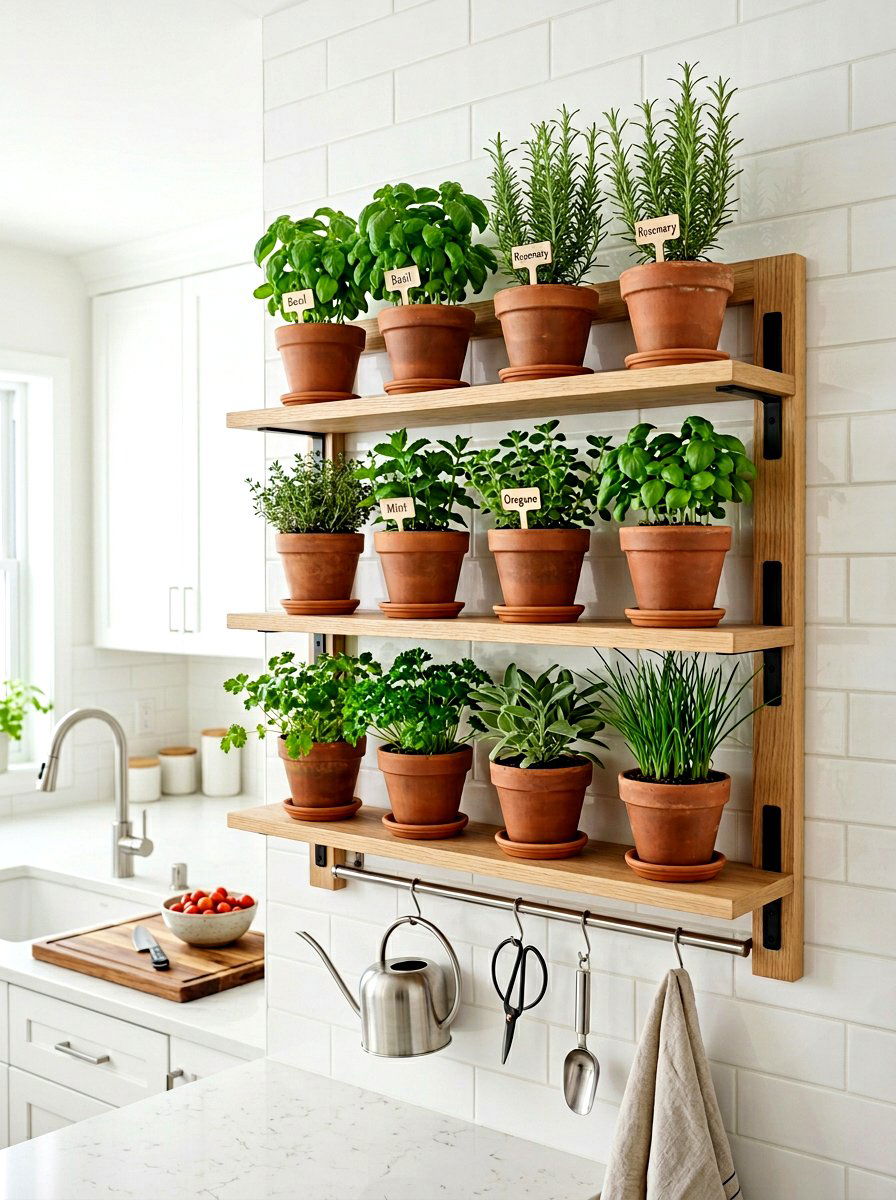 Wall Mounted Herb Garden Shelf - 30 herb garden shelf ideas