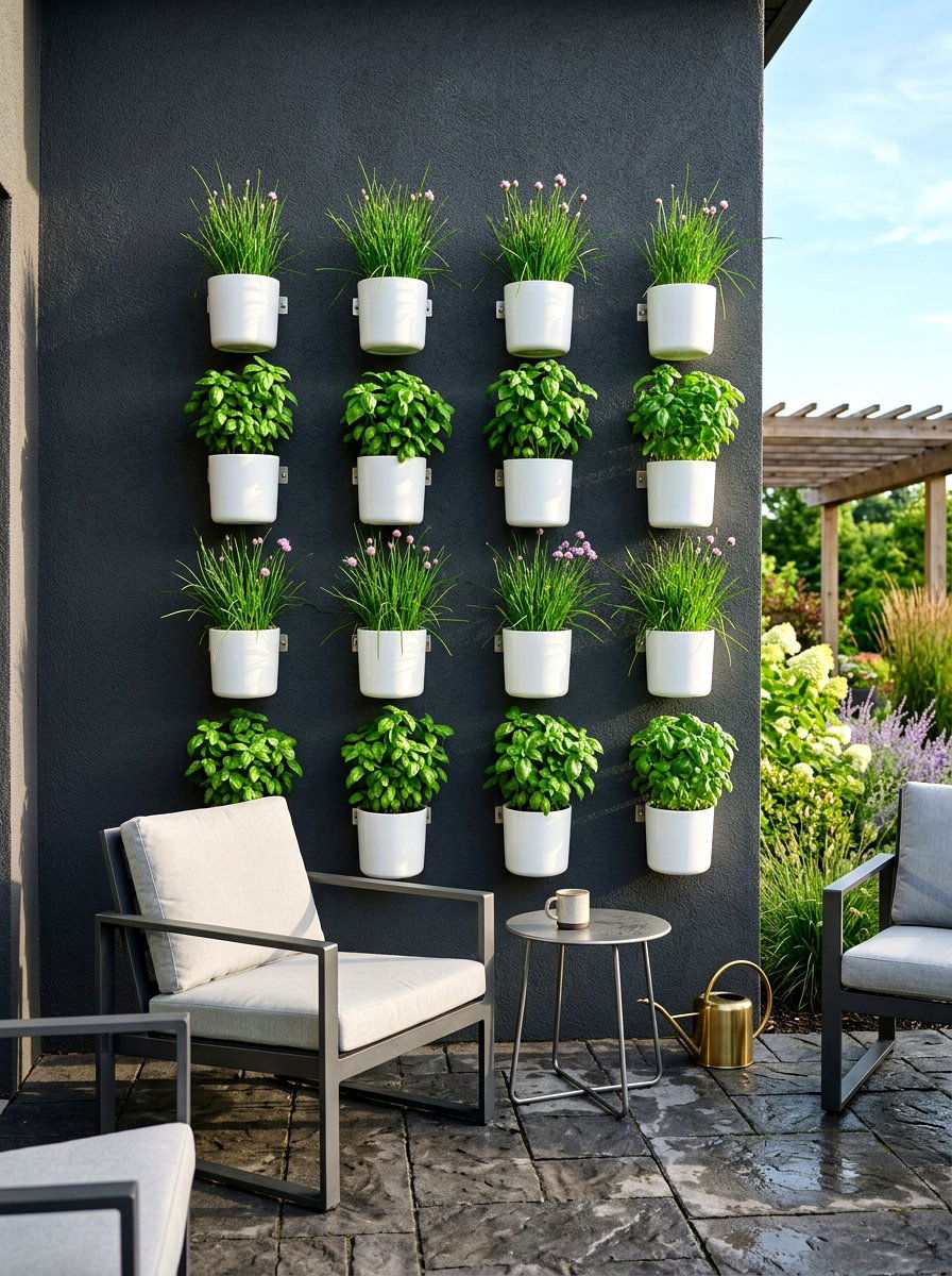 Wall Mounted Herb Pots - 30 patio herb garden ideas