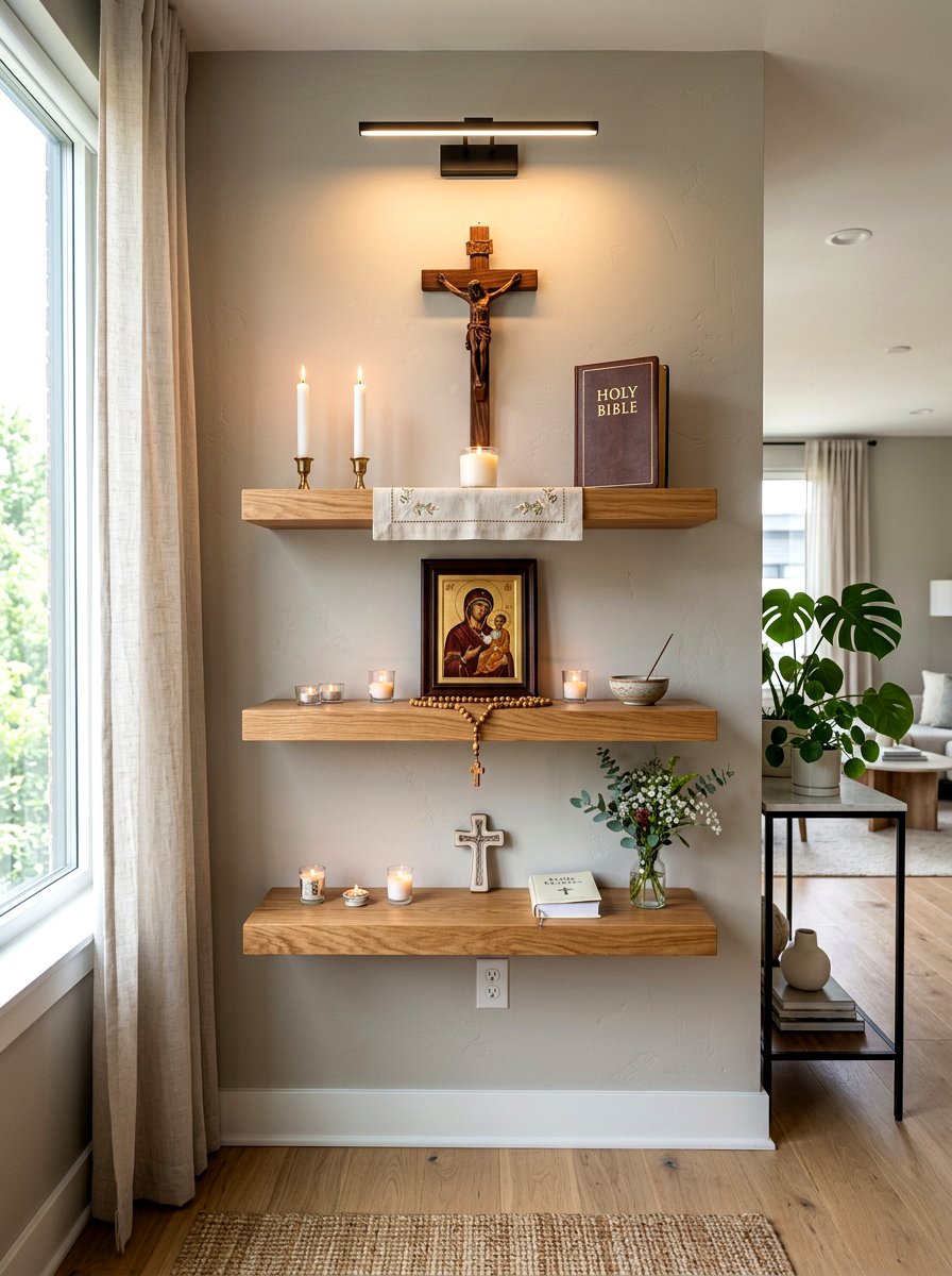 Wall Mounted Home Altar - 30 prayer corner ideas