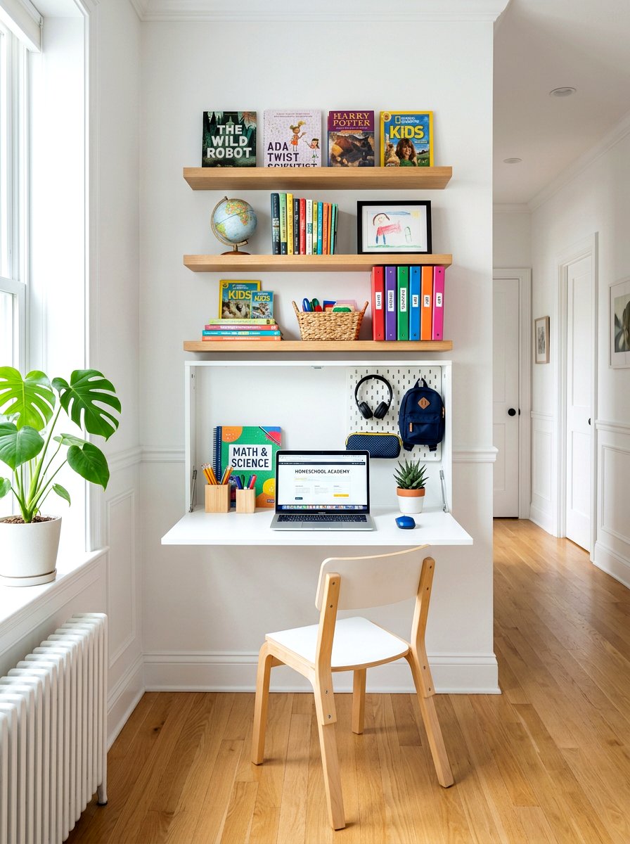 Wall Mounted Homeschool Station - 30 homeschool room ideas
