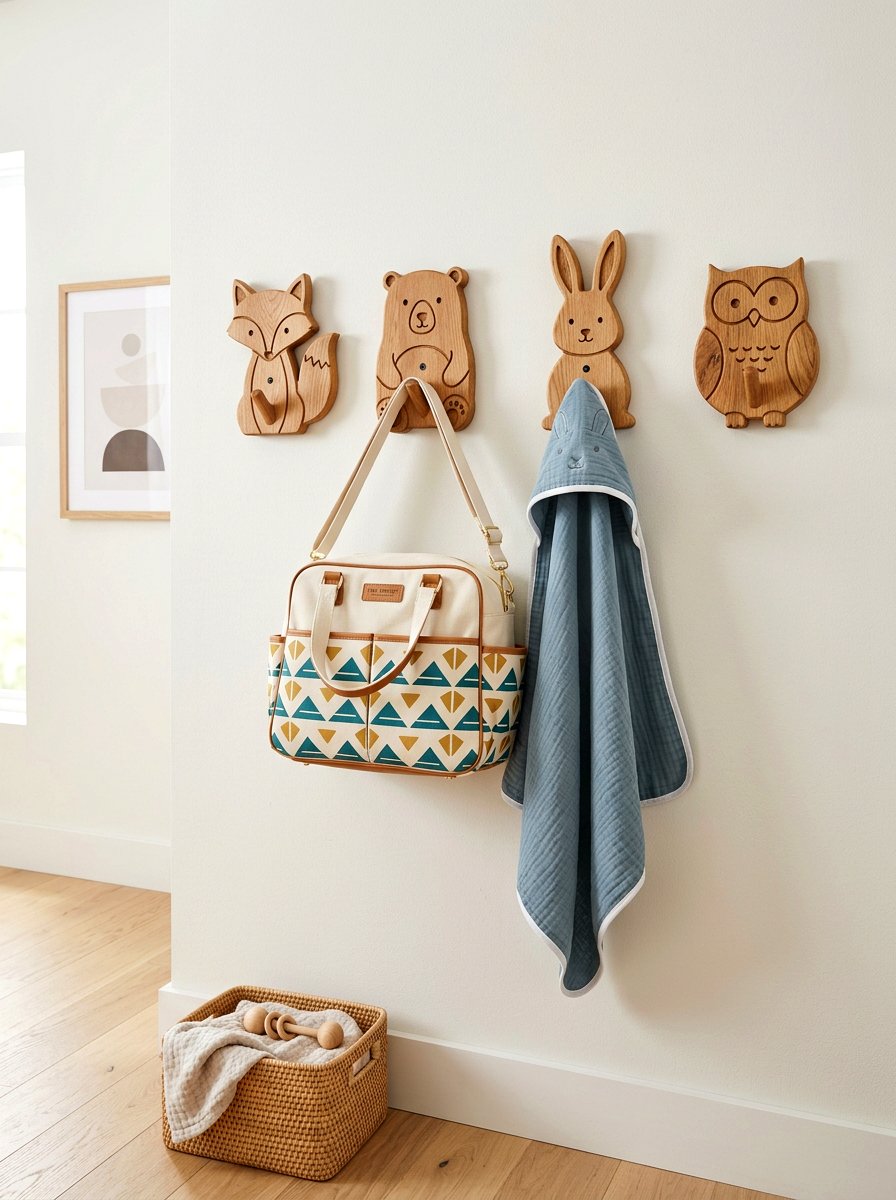 Wall Mounted Hooks - 30 nursery storage ideas