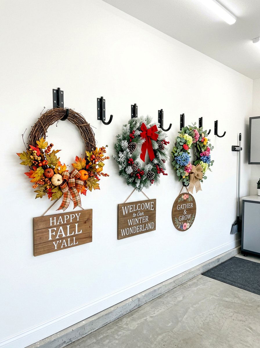 Wall Mounted Hooks - 30 seasonal decor storage ideas