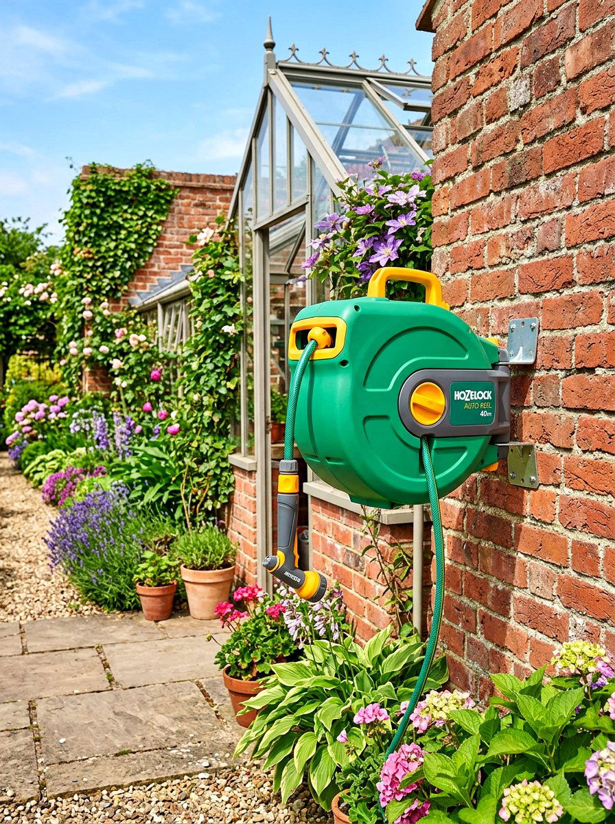 Wall Mounted Hose - 30 greenhouse watering ideas
