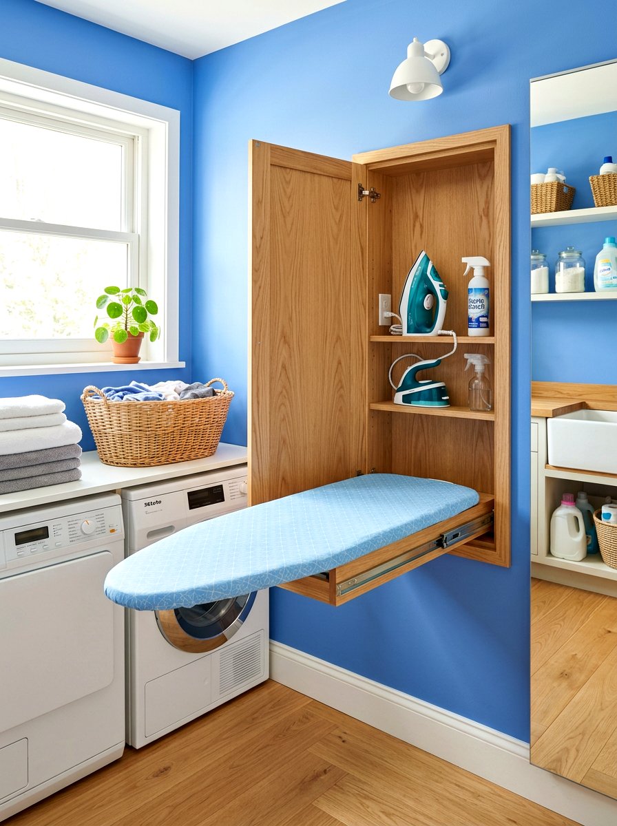 Wall Mounted Ironing Board - 30 laundry room organization ideas
