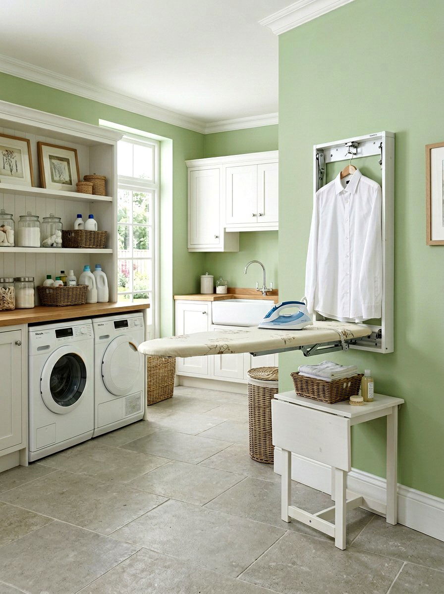 Wall Mounted Ironing Board - 30 narrow laundry room ideas