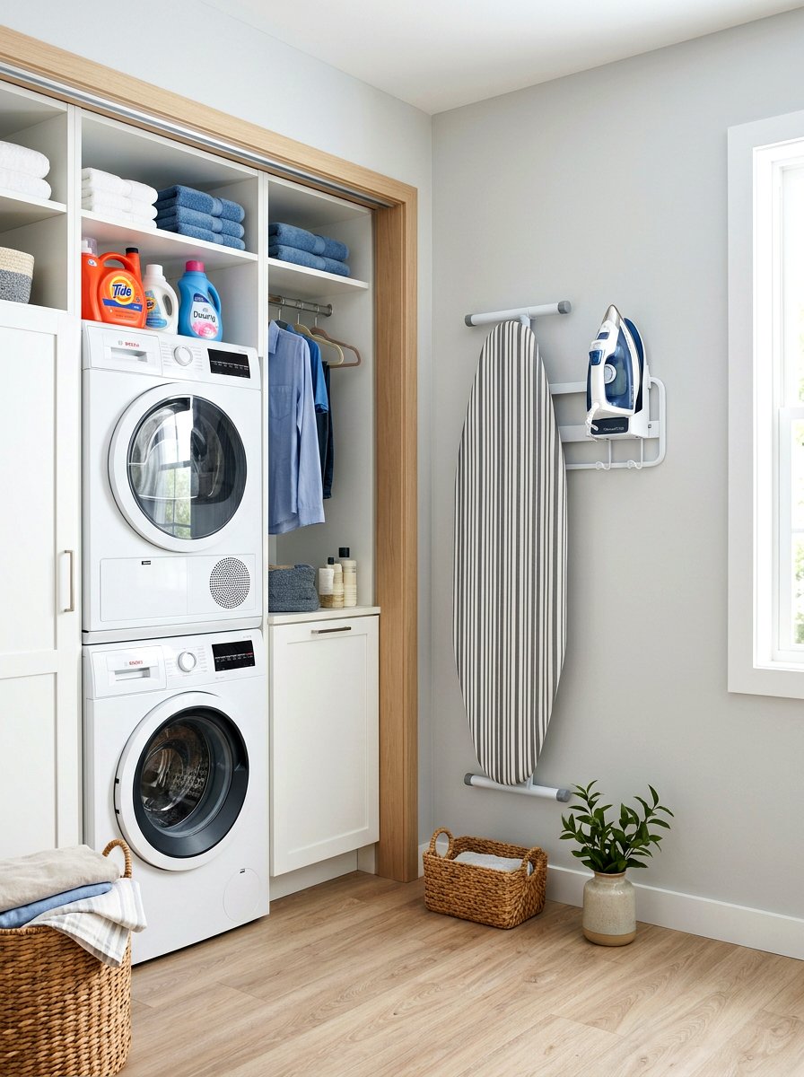 Wall Mounted Ironing Board - 30 cleaning closet organization ideas