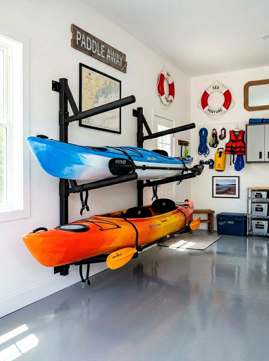 Wall Mounted Kayak Rack - 30 garage storage ideas