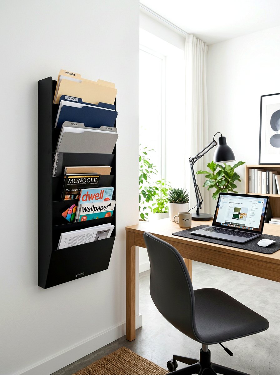 Wall Mounted Magazine Rack - 30 organizing a home office ideas