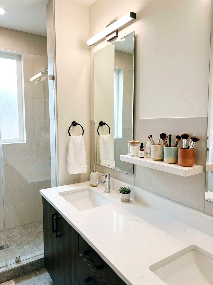 Wall Mounted Makeup Brush Shelf - 30 makeup brush storage ideas