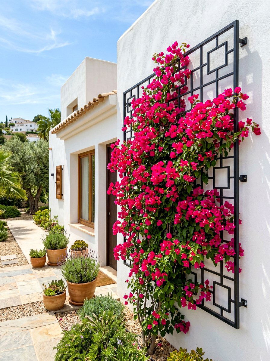 Wall Mounted Metal Grid - 30 garden trellis ideas