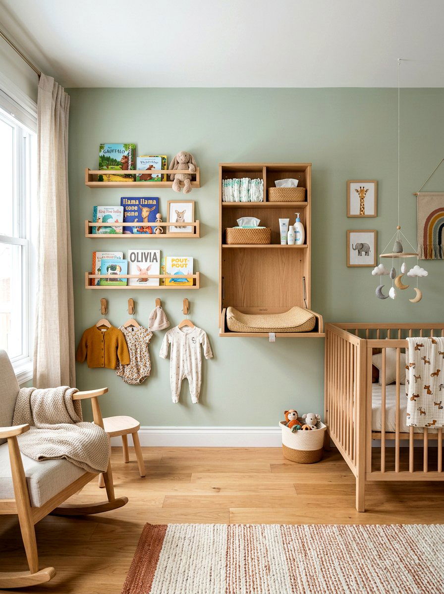 Wall Mounted Nursery Storage - 30 small nursery layout ideas