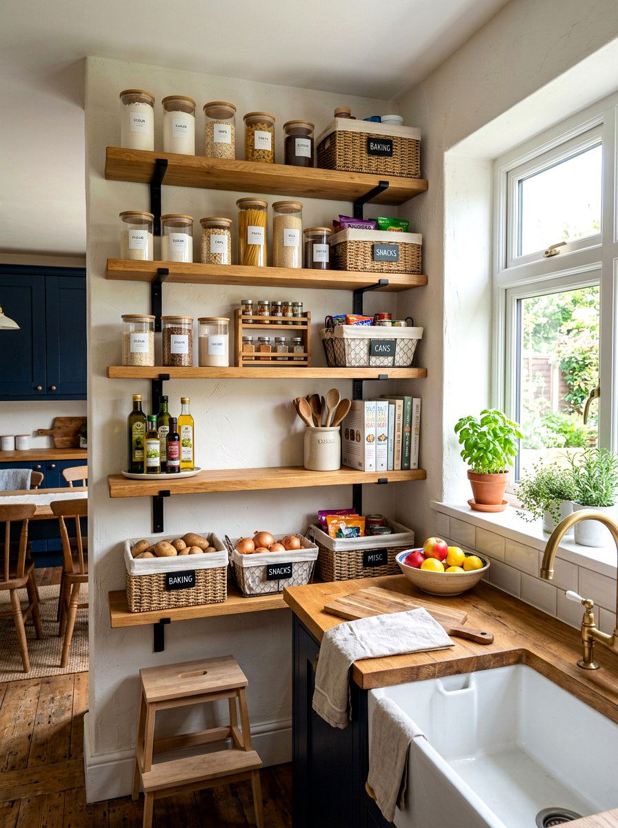 Wall Mounted Pantry Shelves - 30 English pantry kitchen ideas