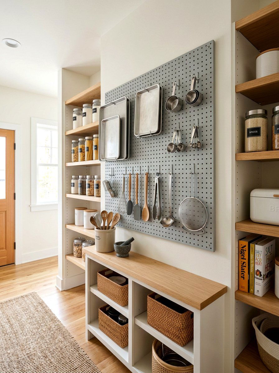 Wall Mounted Pegboard - 30 baking sheet storage ideas