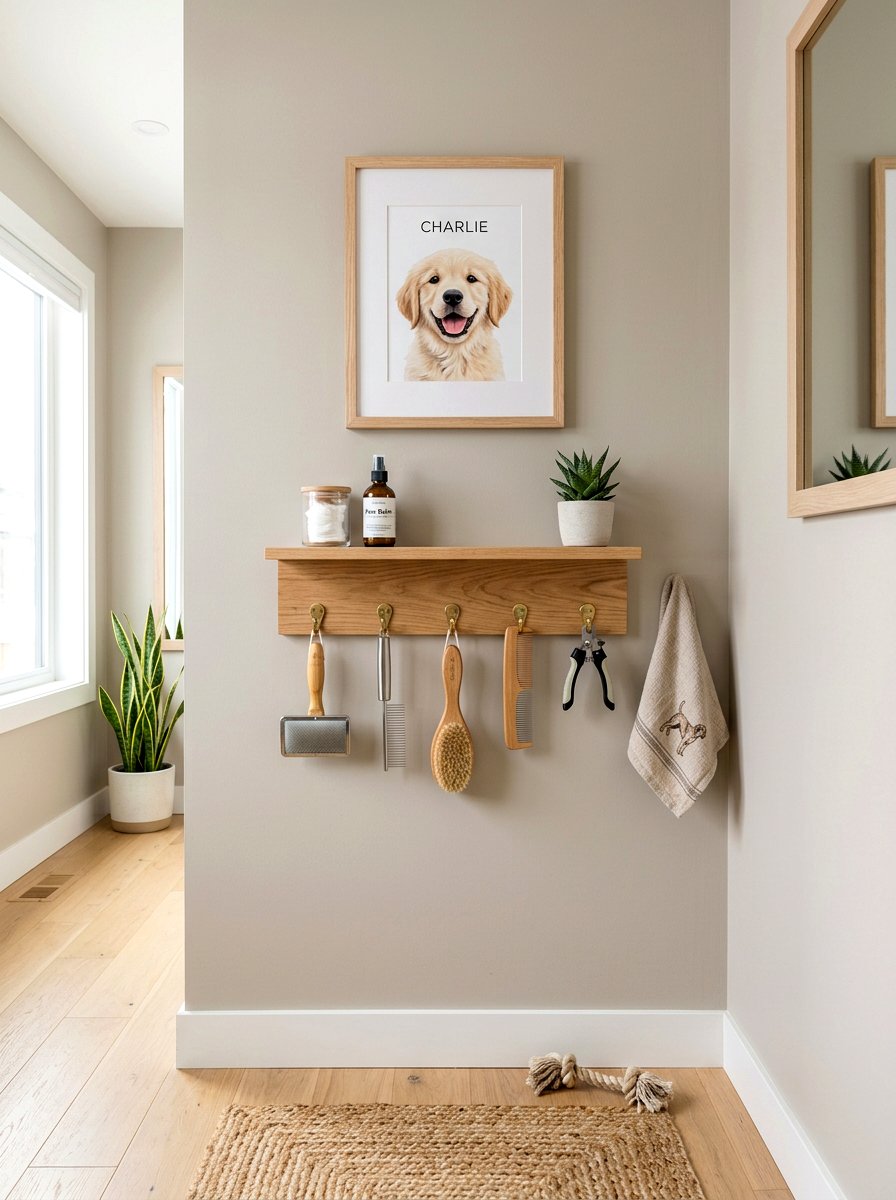 Wall Mounted Pet Brush Station - 30 pet friendly mudroom ideas