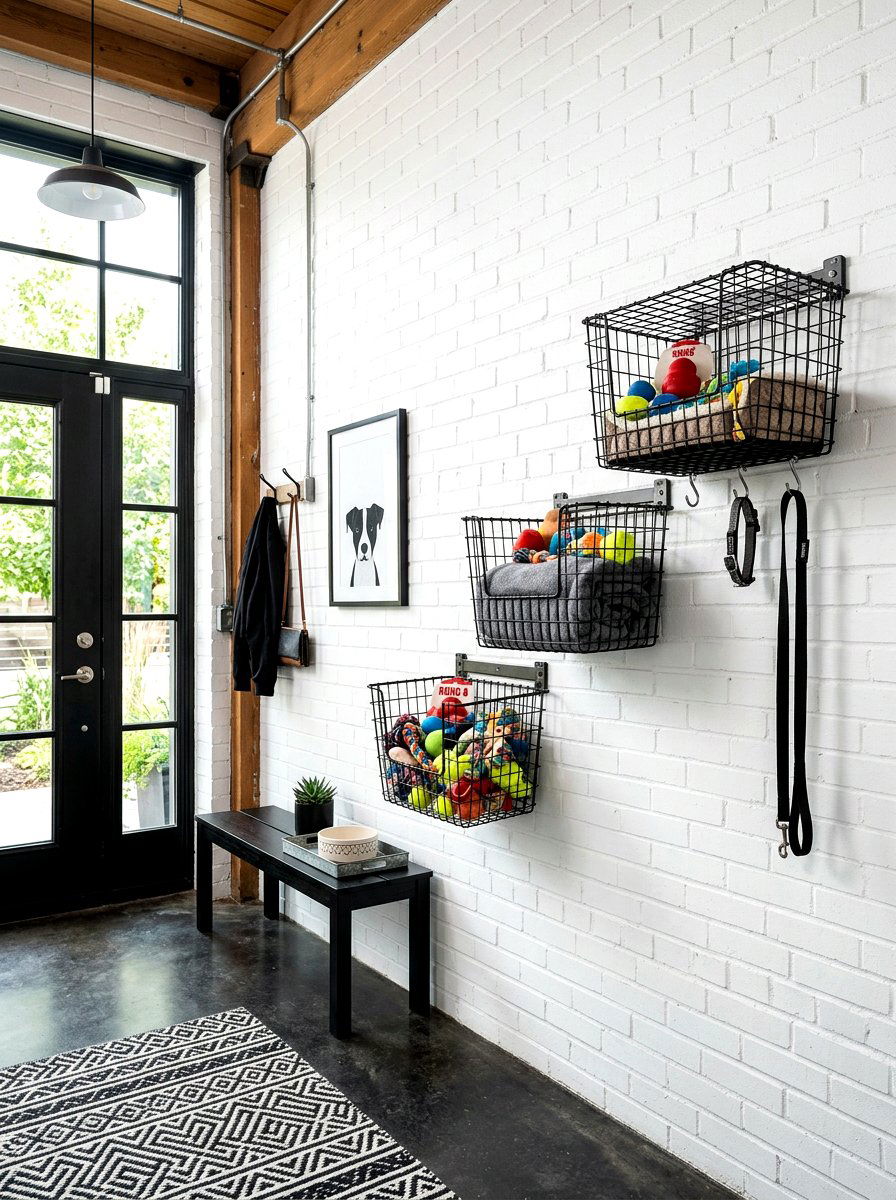Wall Mounted Pet Toy Basket - 30 pet toy storage ideas