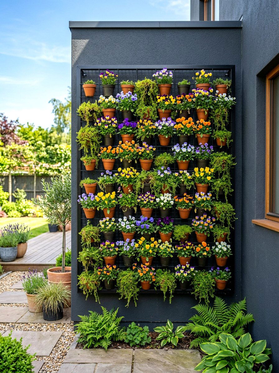 Wall Mounted Plant Grid - 30 container garden stand ideas