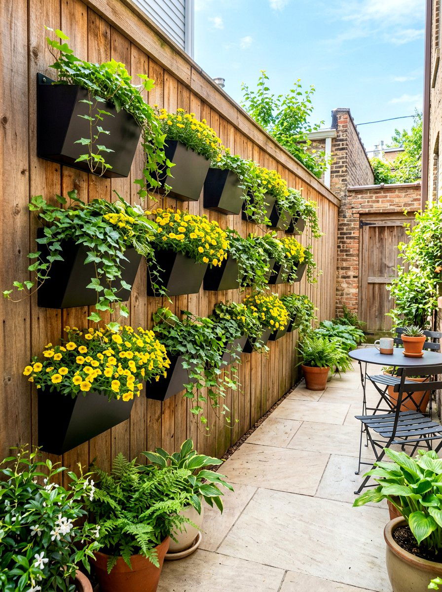 Wall Mounted Planters - 30 kitchen courtyard garden ideas