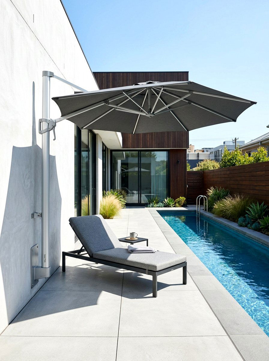 Wall Mounted Poolside Umbrella - 30 poolside umbrella lounge ideas