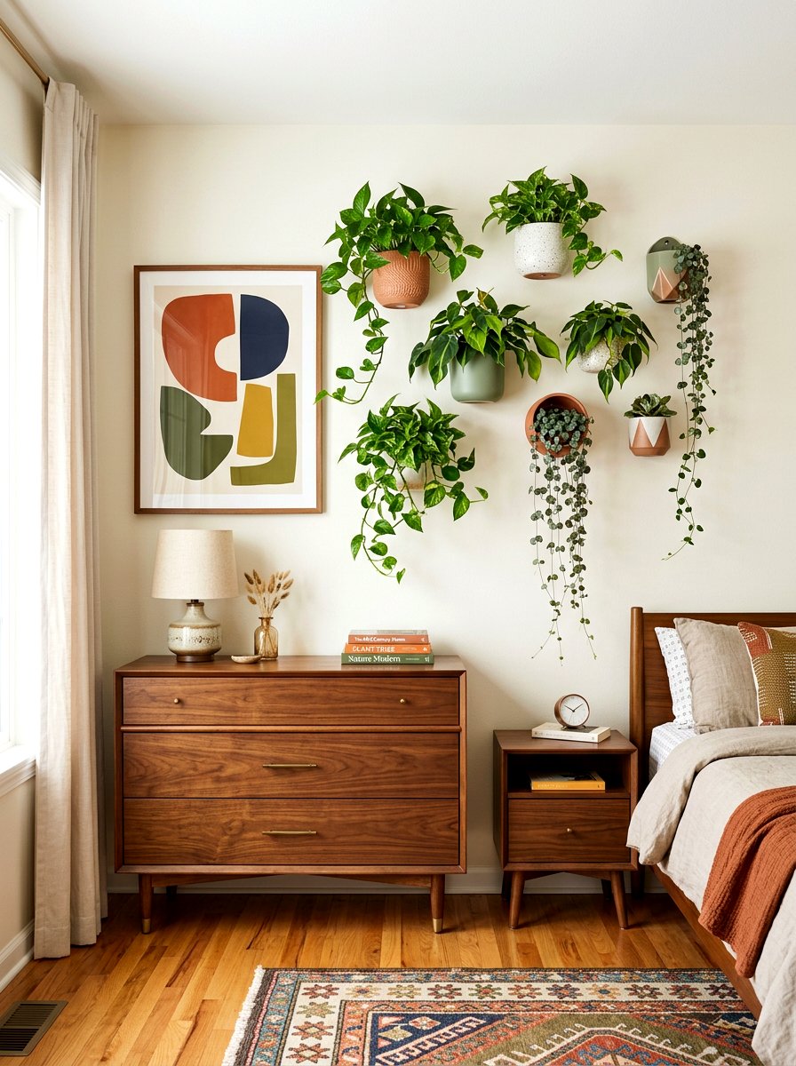 Wall Mounted Pot - 30 bedroom plant decor ideas