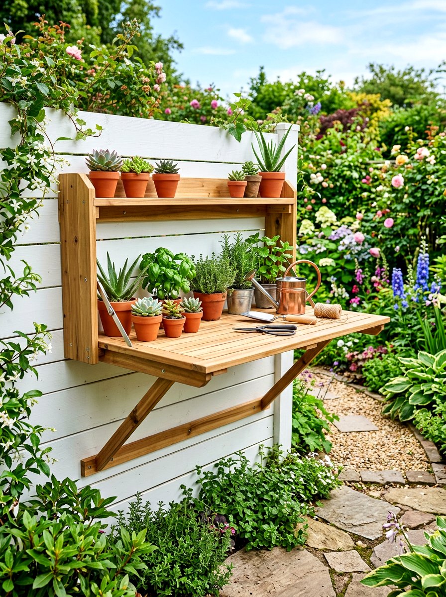 Wall Mounted Potting Bench - 30 potting bench ideas