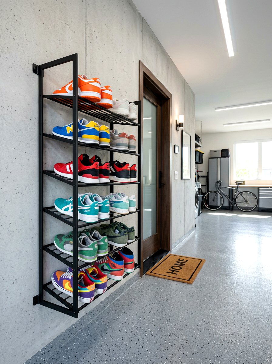 Wall Mounted Shoe Rack - 30 garage shoe storage ideas