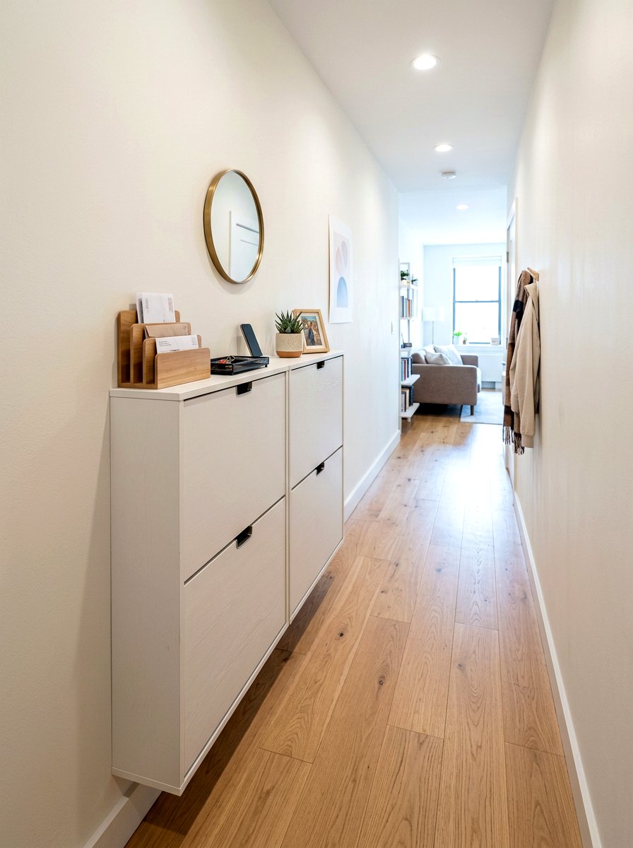 Wall Mounted Shoe Storage - 30 studio apartment storage ideas