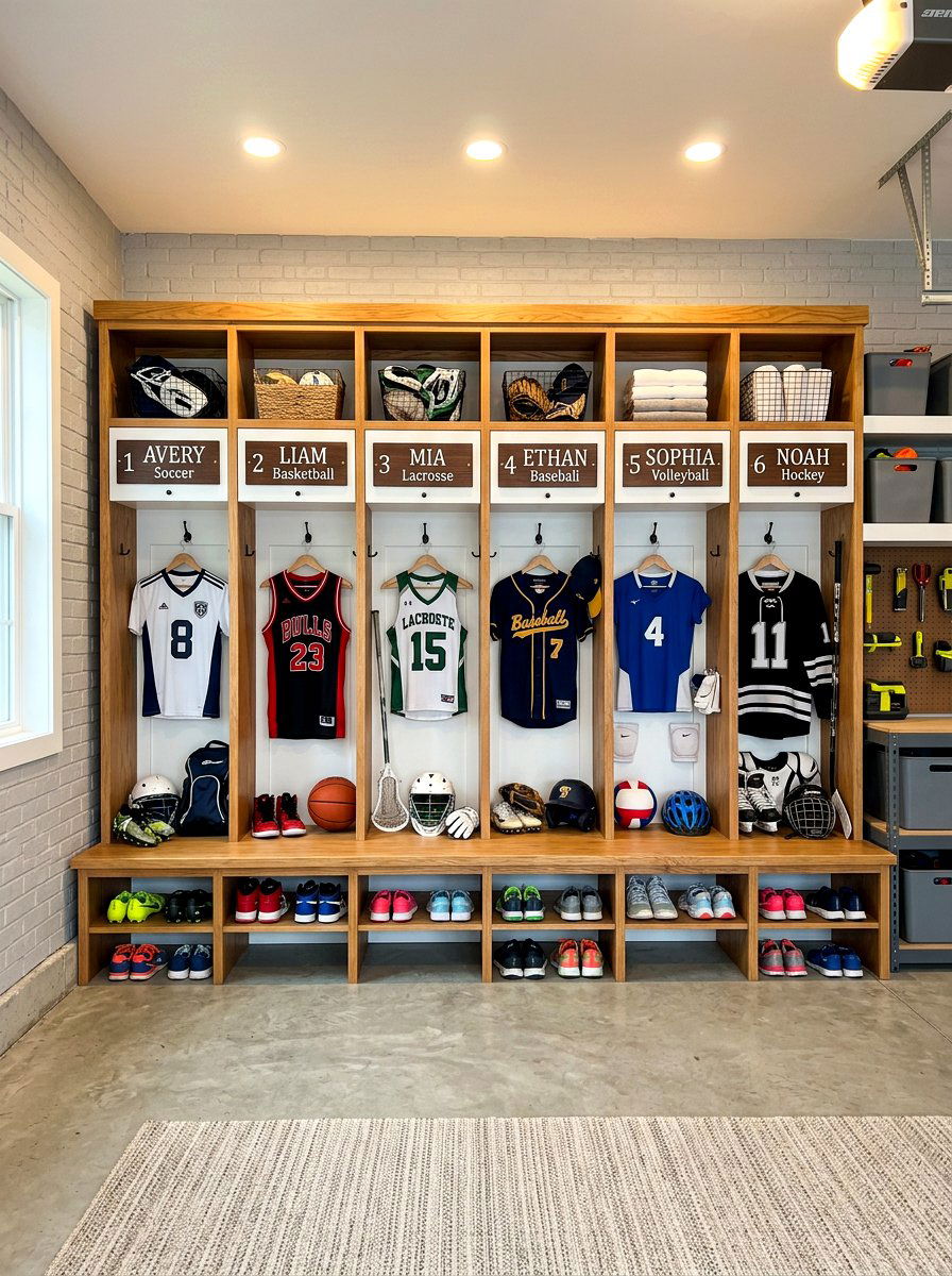 Wall Mounted Sports Locker System - 30 garage sports equipment storage ideas