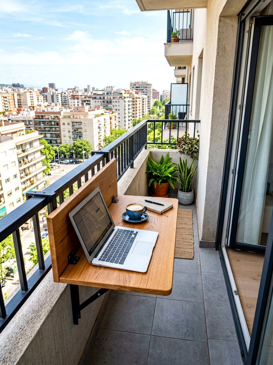 Wall Mounted Table - 30 small space outdoor furniture ideas