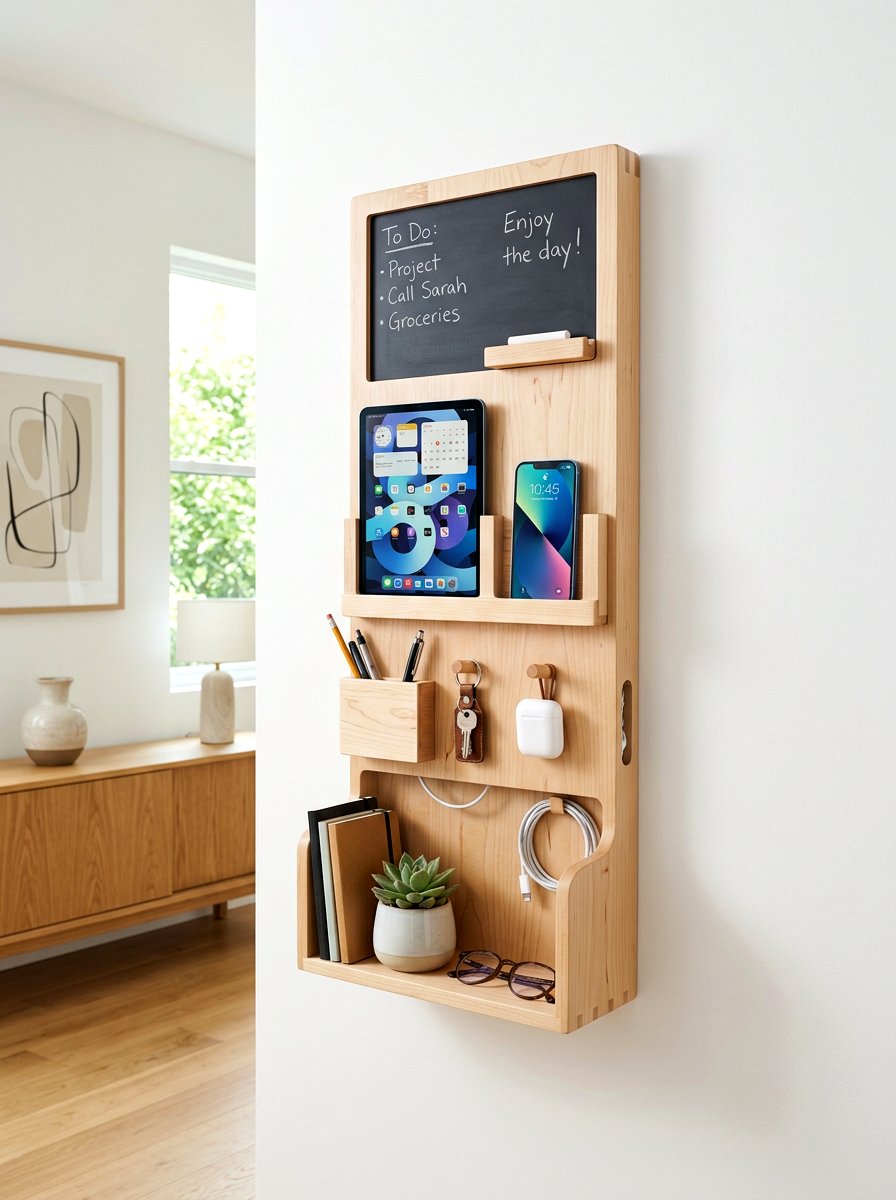Wall Mounted Tech Storage Unit - 30 charging station entryway ideas