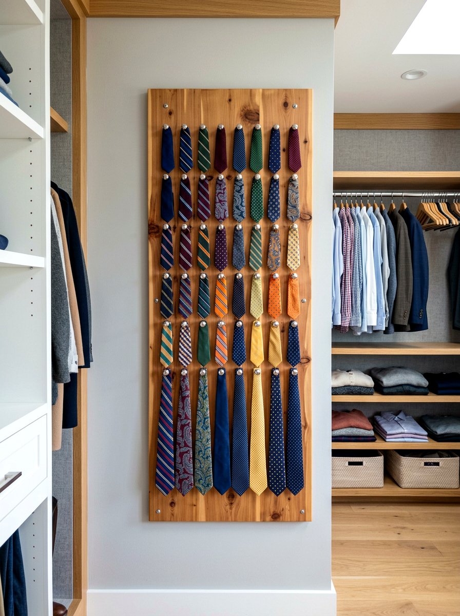 Wall Mounted Tie Rack - 30 tie storage ideas
