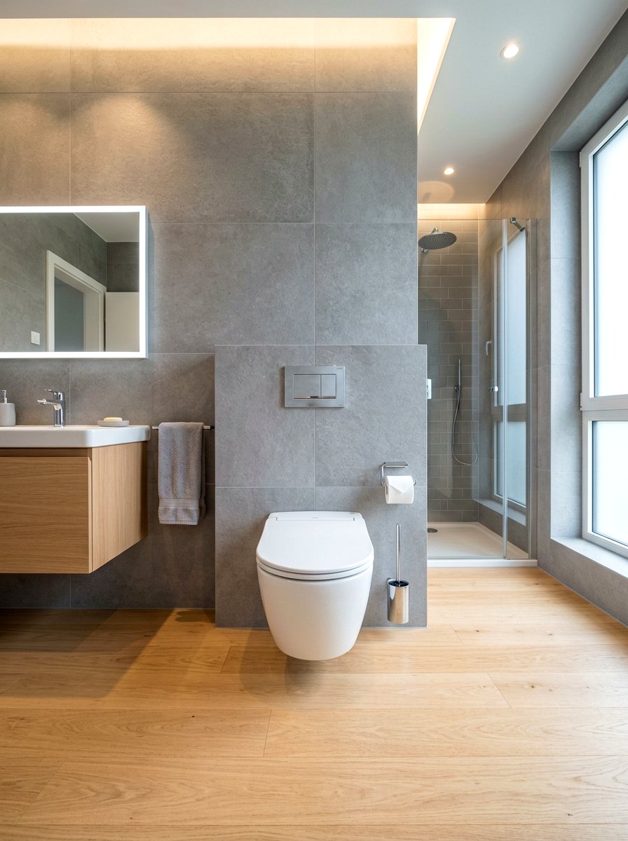 Wall Mounted Toilet - 30 condo bathroom ideas