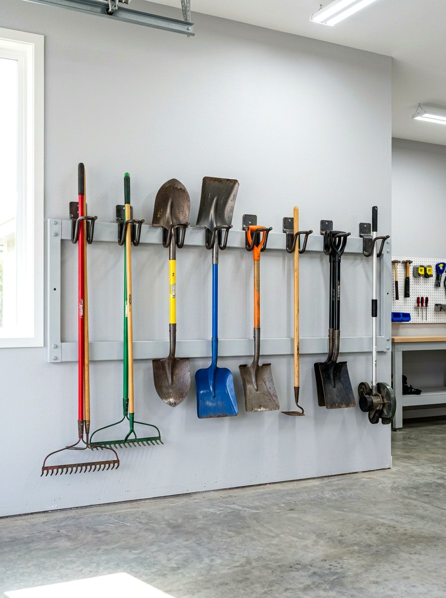 Wall Mounted Tool Rack - 30 garden tool organizer ideas