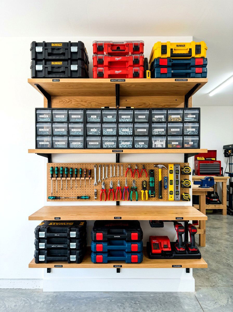 Wall Mounted Tool Shelf - 30 tool wall ideas