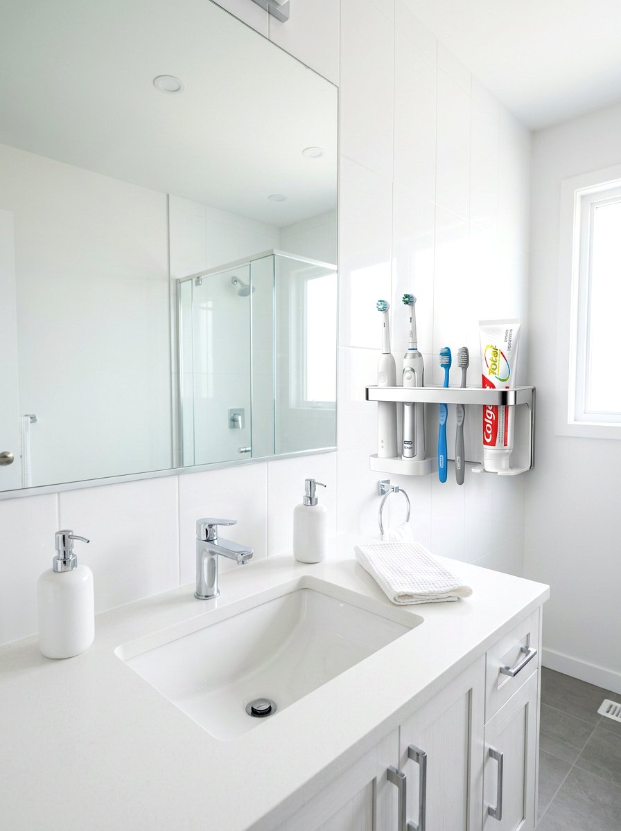 Wall Mounted Toothbrush Holder - 30 tiny bathroom storage ideas