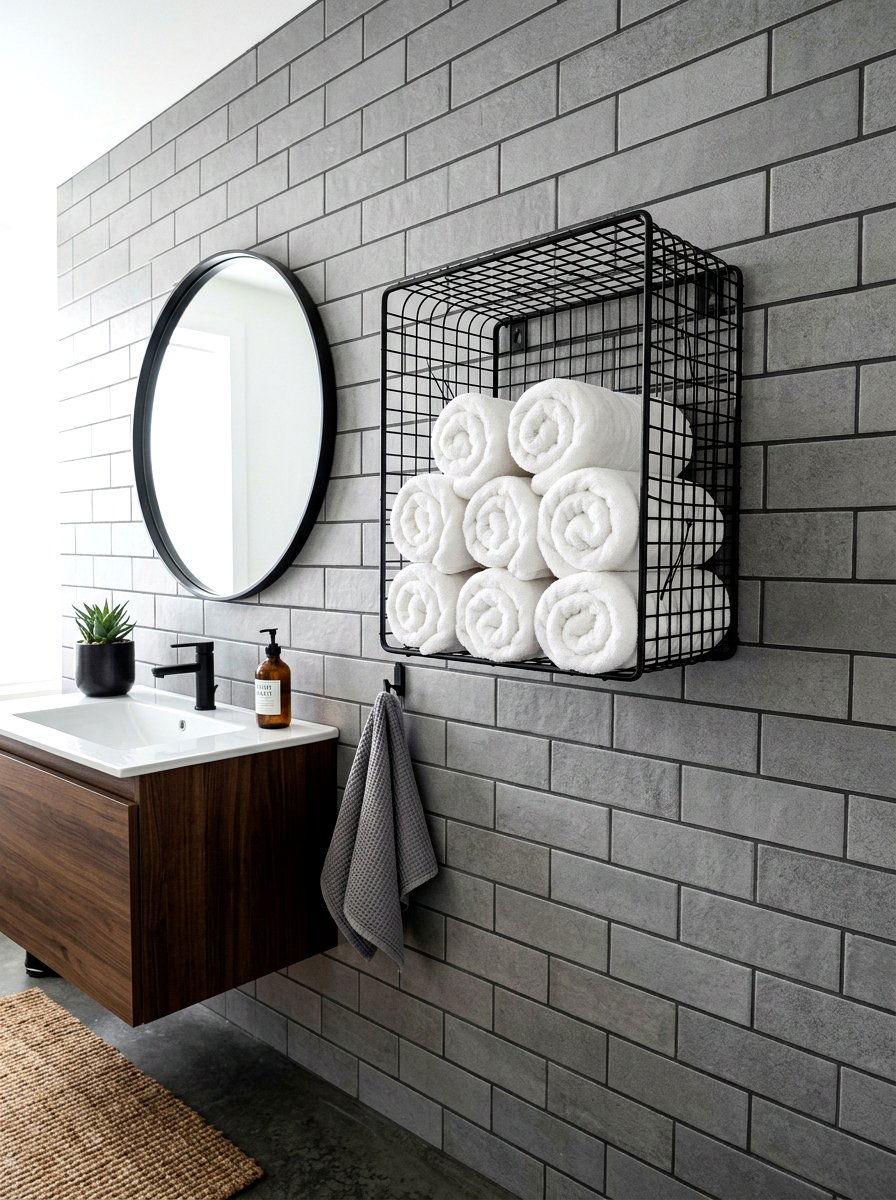 Wall Mounted Towel Wire Basket - 30 bathroom basket storage ideas