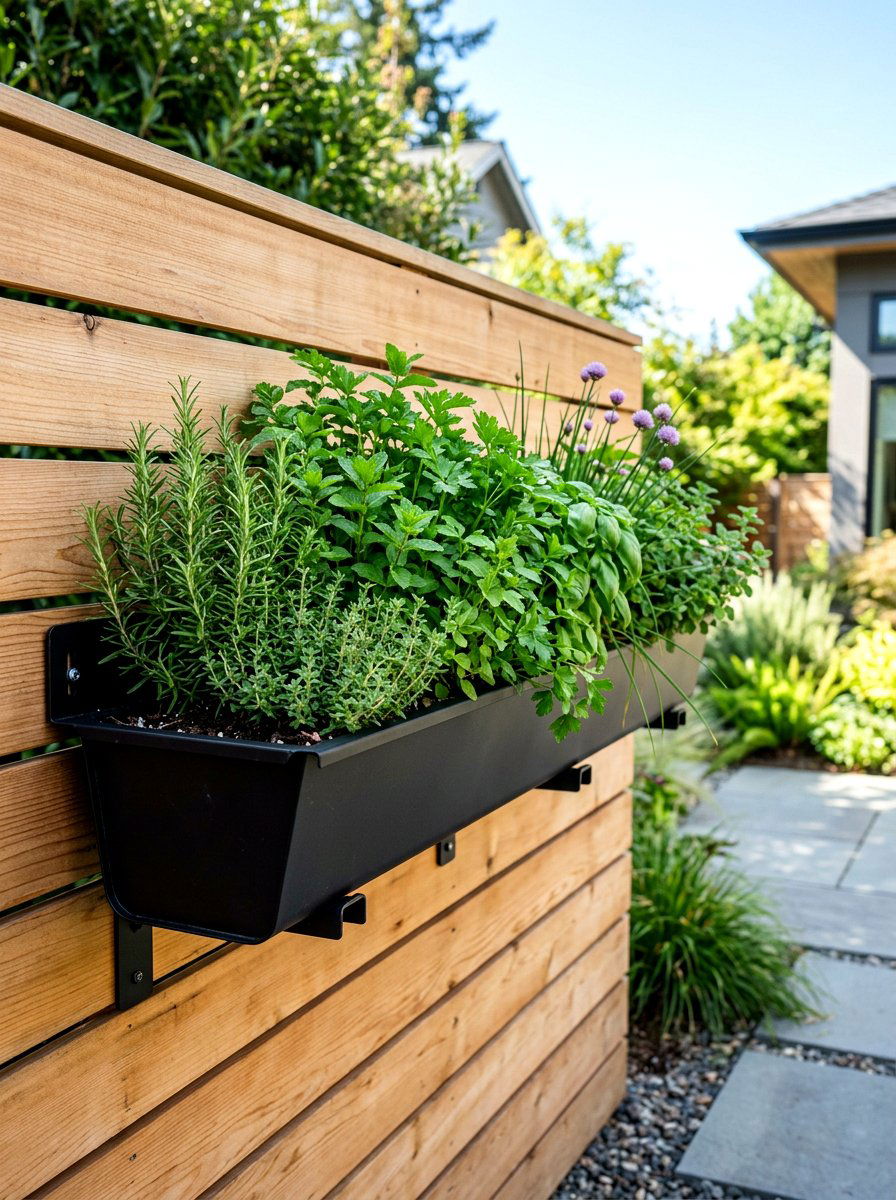 Wall Mounted Trough - 30 simple herb garden ideas